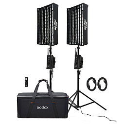 Комплект светодиодных осветителей Godox FL100-K2 для видеосъемки Комплект светодиодных осветителей Godox FL100-K2 для видеосъемки